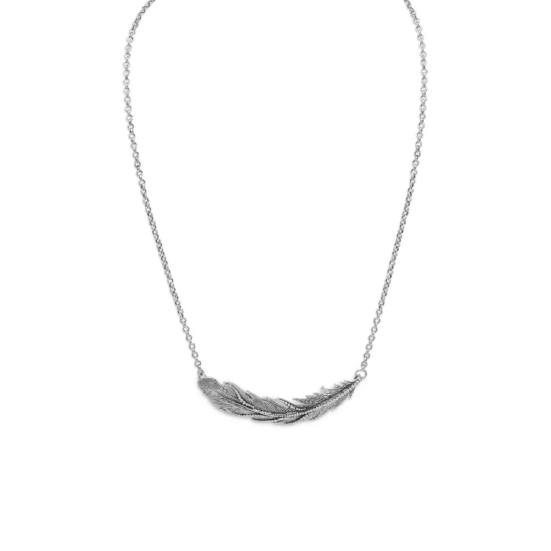 wedding necklaces for women -16" + 2" Oxidized Feather Necklace