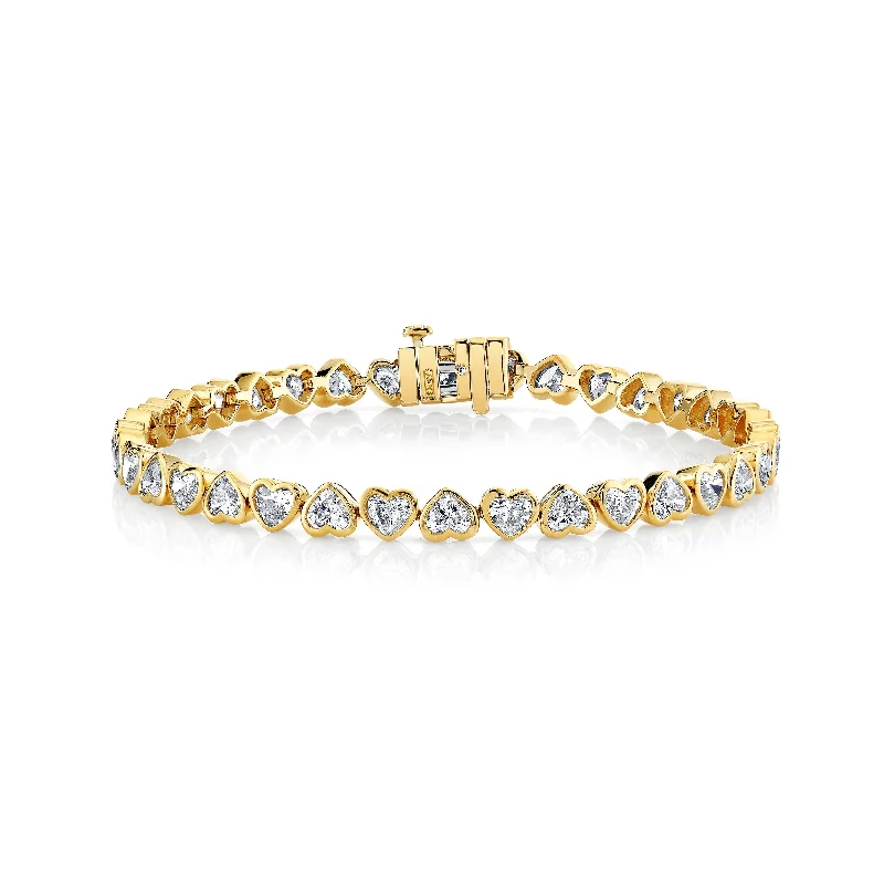 classic bangles for women -READY TO SHIP DIAMOND BEZEL MINI HEART TENNIS BRACELET