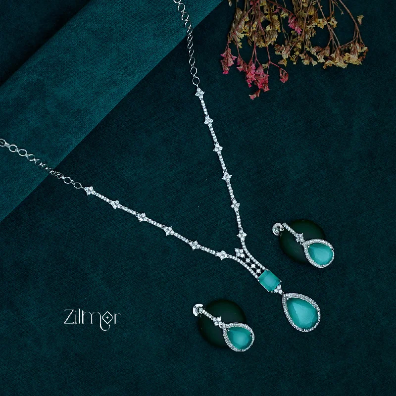 stacked necklaces for women -OT1011212 - AD Stone Necklace Earrings Set