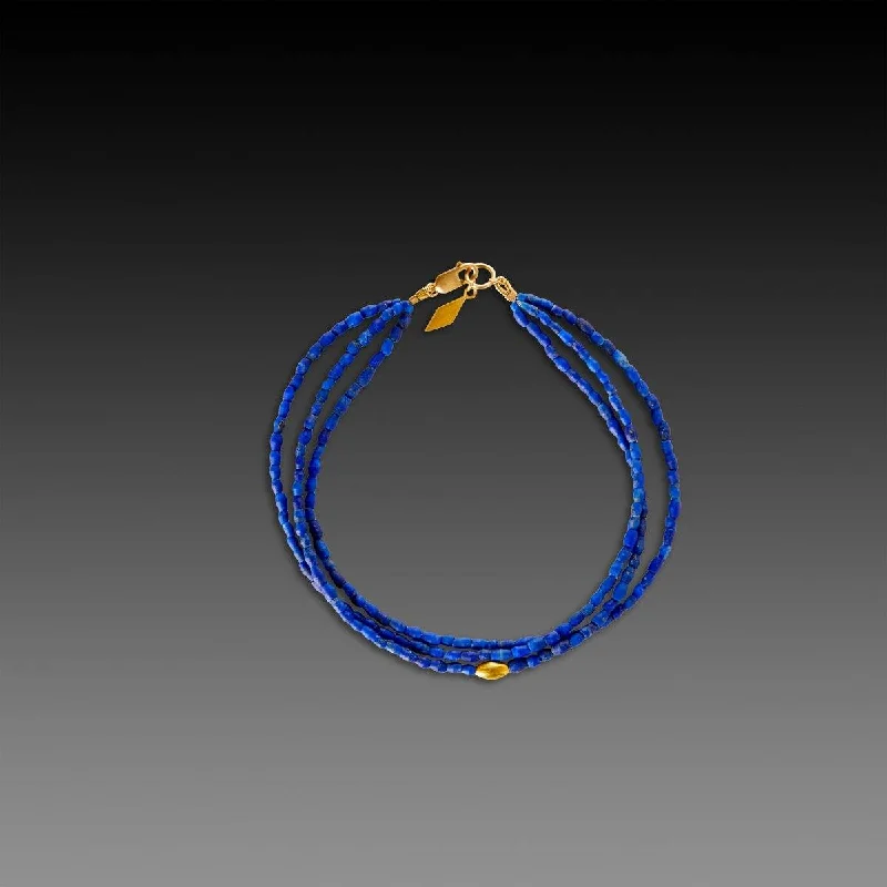 adjustable bangles for women -Lapis Bracelet with 22k Diamond Charm