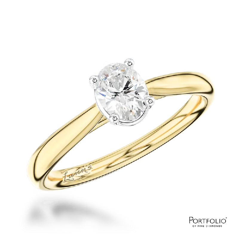 large gemstone rings for women -Solitaire 0.40ct F VS1 Diamond Yellow Gold/Platinum Ring