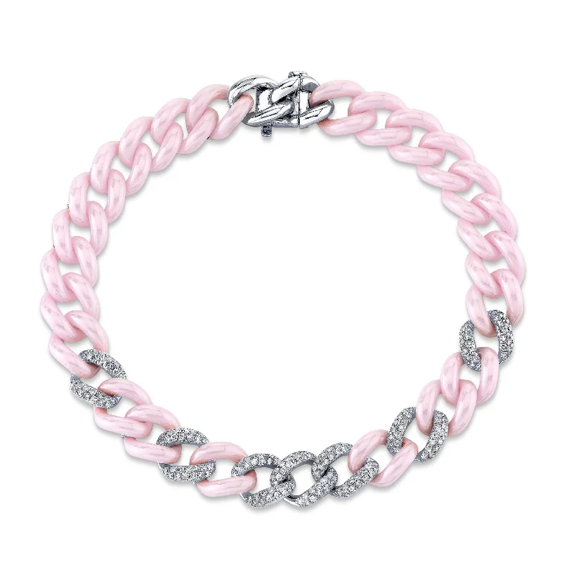 Pink Ceramic/White Gold/Dia