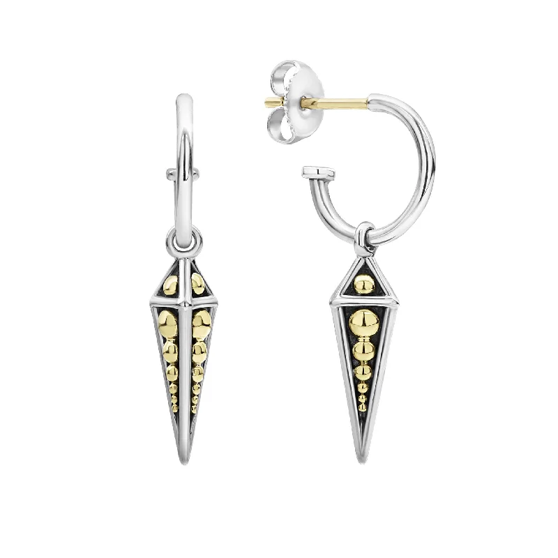 high-end earrings for women -KSL Drop Pyramid Hoop Earrings