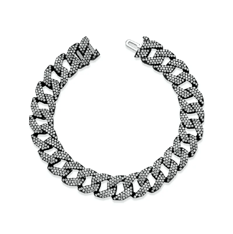 luxury bracelets for women -MEN'S DIAMOND PAVE GEO LINK BRACELET