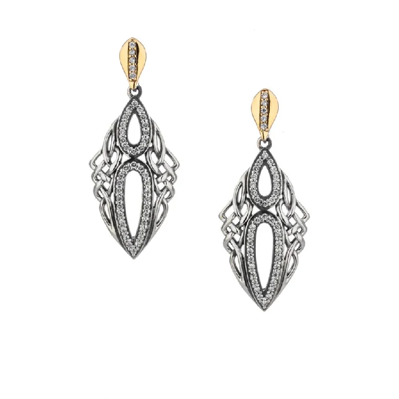 stylish crystal earrings for women -Silver and 10k Gold Tribal Gateway Post Earrings