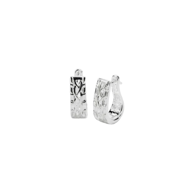 hoop earrings for evening wear -Silver Window to the Soul Celtic Weave Huggie Earrings