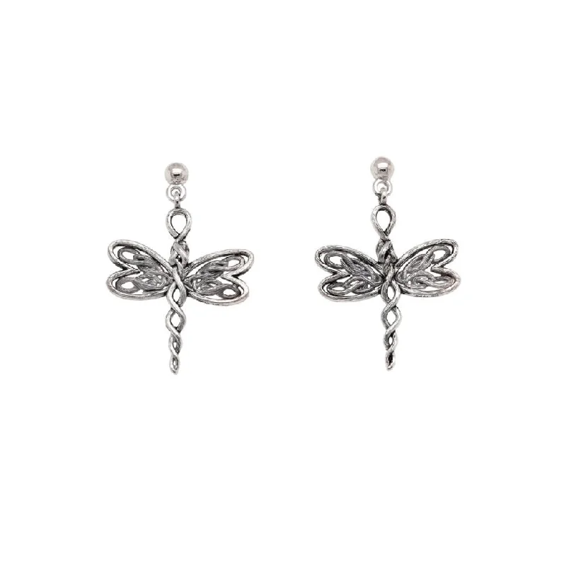 women’s birthstone earrings -Silver Dragonfly Post Earrings