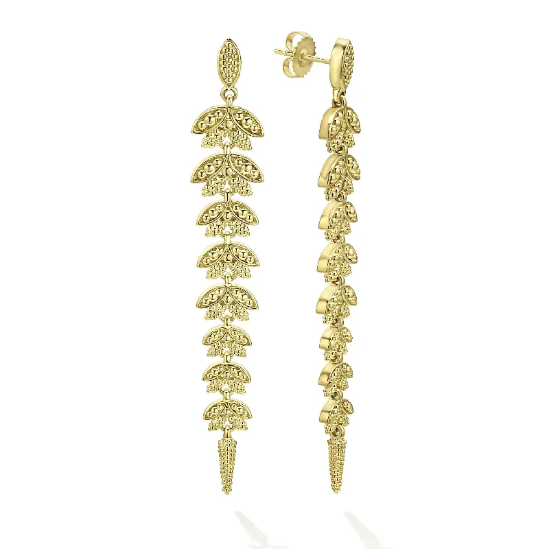 stylish earrings for women -Studio 18K Gold Leaf Drop Earrings