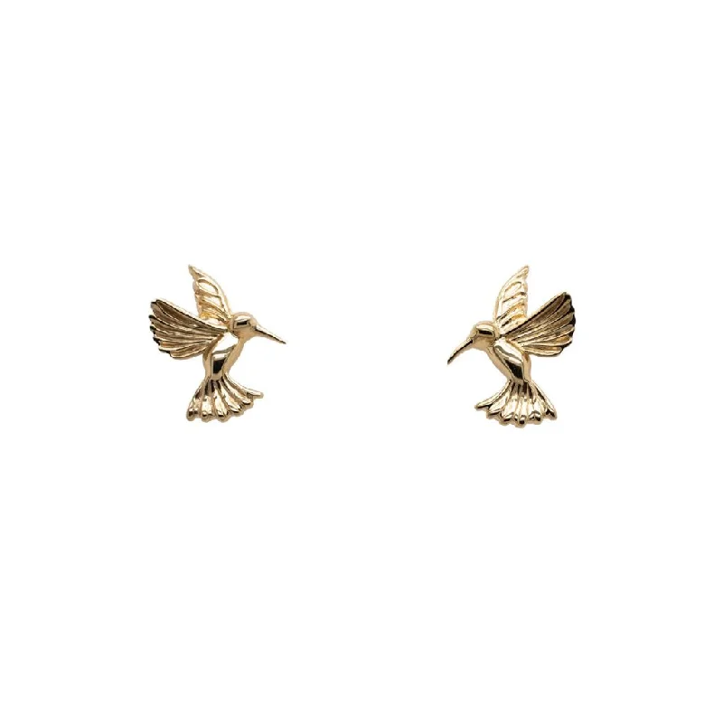 gemstone stud earrings -10k Gold Hummingbird Stud Earrings