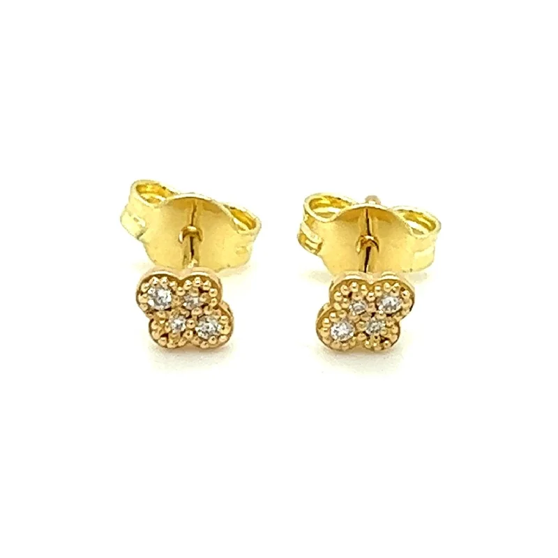 bohemian earrings for women -Arabesque Fleur Diamond Studs Earrings