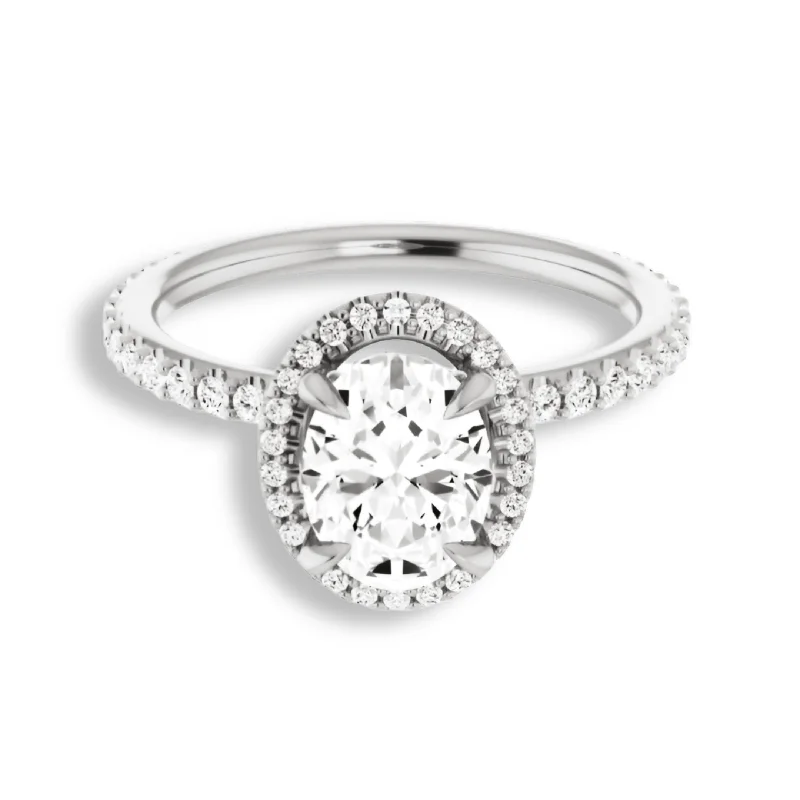 halo engagement rings for women -Oval Cut Diamond Halo Engagement Ring