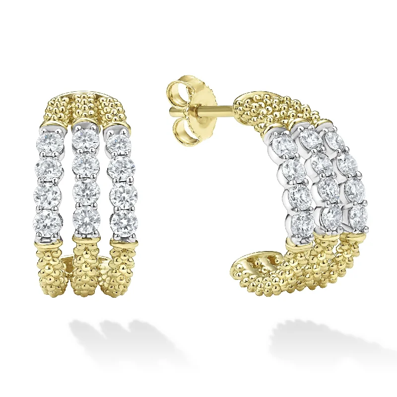 bold statement earrings -Signature Caviar Superfine Diamond Hoop Earrings