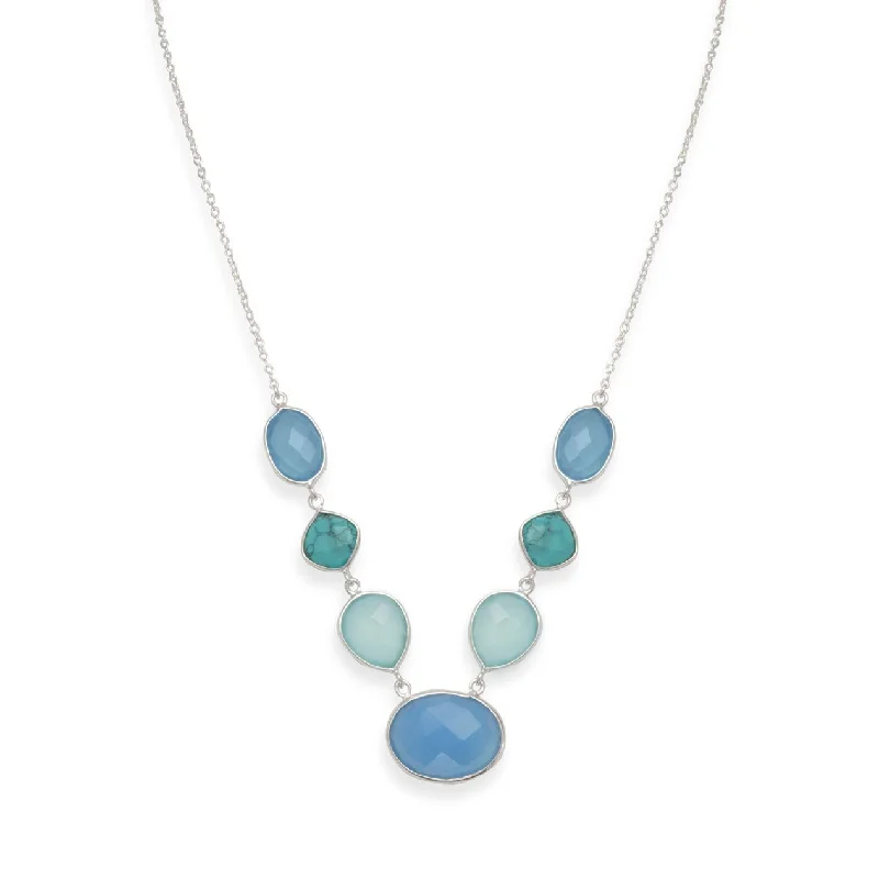 women’s engagement necklaces -Stabilized Turquoise and Chalcedony Necklace