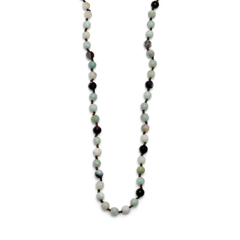 adjustable necklaces for women -Faceted Amazonite Knotted Necklace