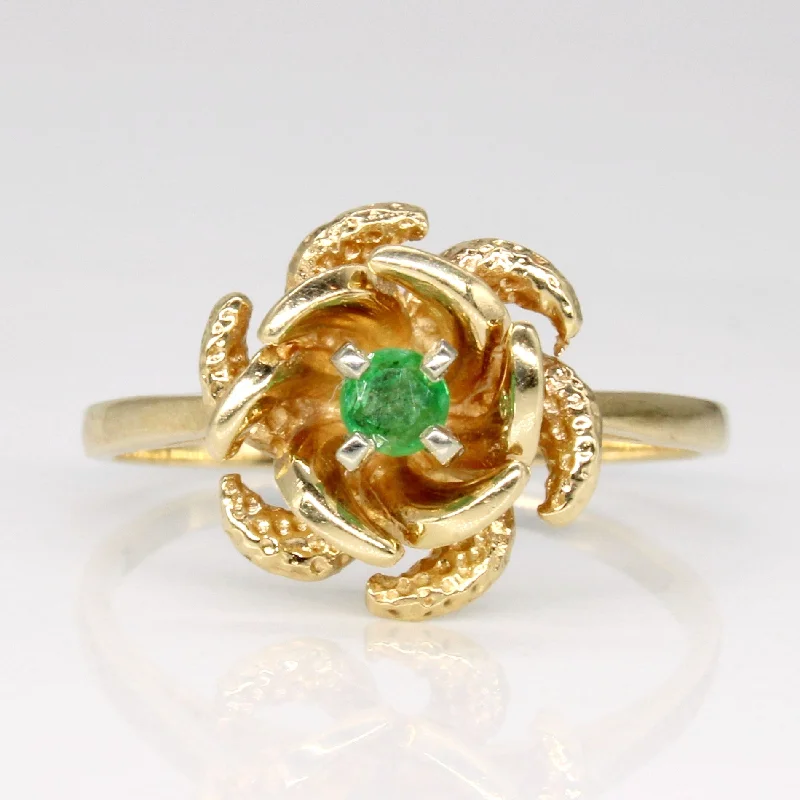 elegant gold wedding bands -Emerald Flower Ring | 0.08ct | SZ 7.5 |