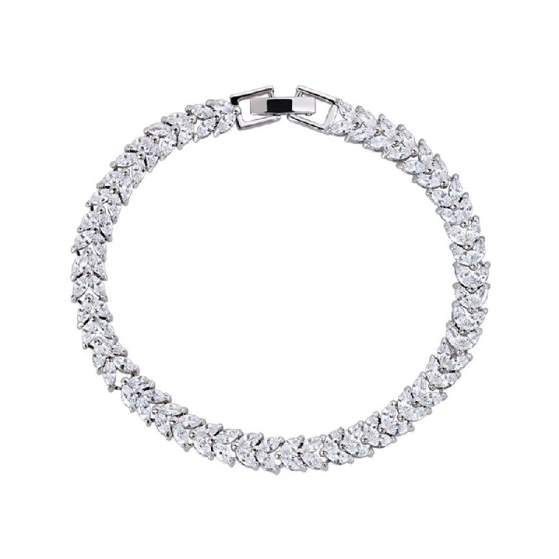 wide bangles for women -Marquise and Pear Cut Cubic Zirconia Tennis Bracelet White Diamond Cubic Zirconia