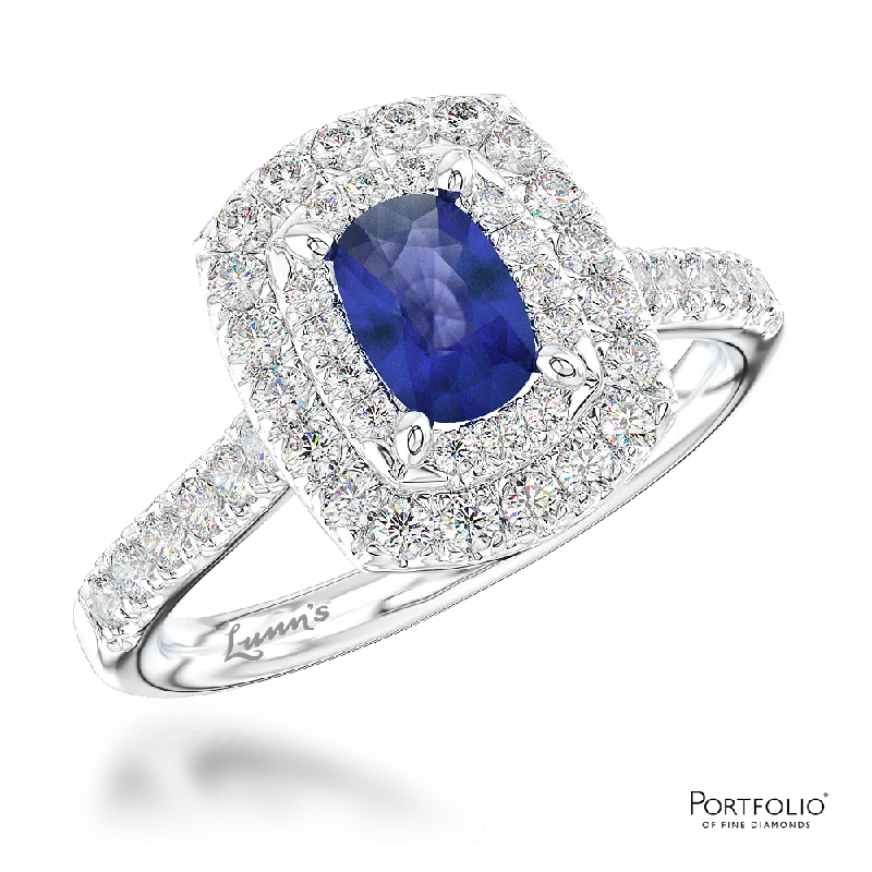 custom silver rings for women -Cluster 0.47ct Sapphire Platinum Ring