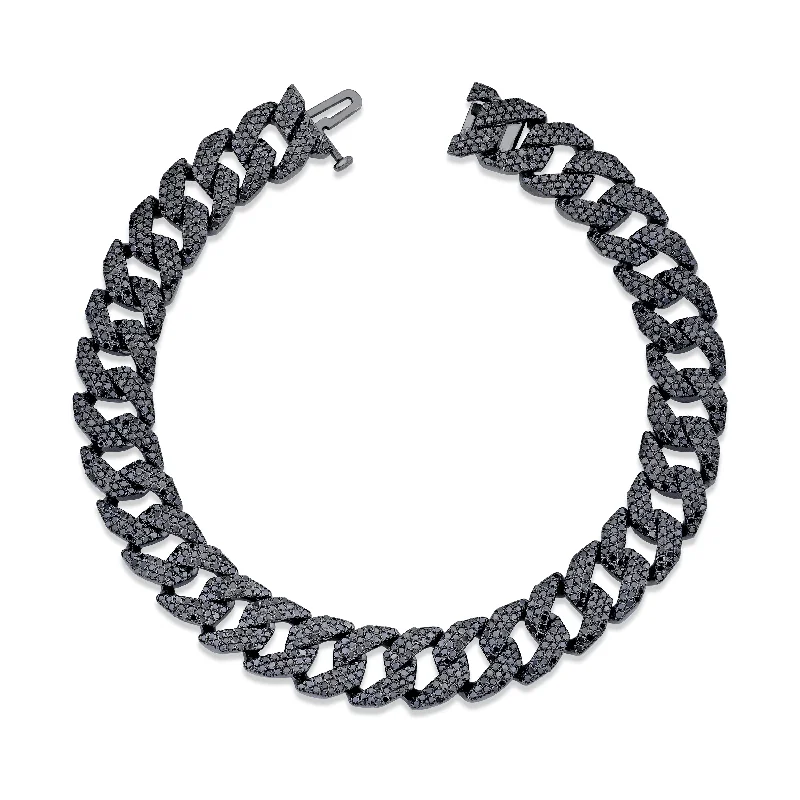 trendy bangles for women -MEN'S BLACK DIAMOND PAVE GEO LINK BRACELET