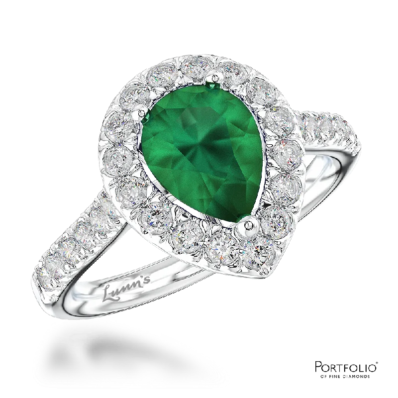 diamond wedding rings -Cluster 0.50ct Emerald Platinum Ring