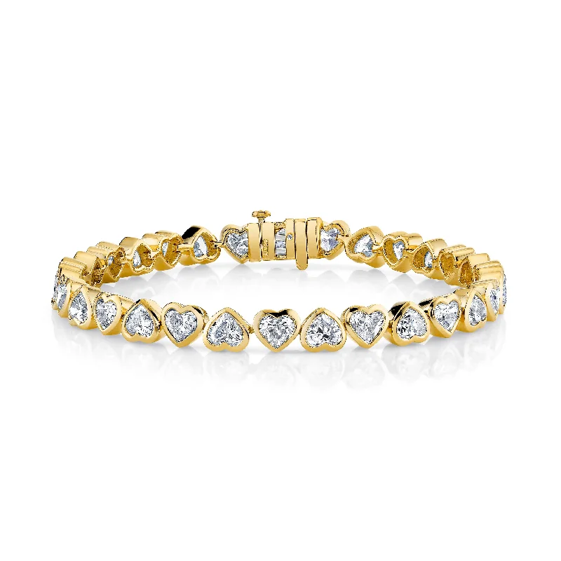 gold-plated bangles for women -READY TO SHIP DIAMOND BEZEL HEART TENNIS BRACELET