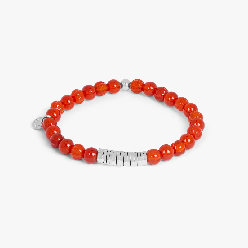 bridesmaid bangles for women -Classic Discs Beaded Bracelet In Red Carnelian