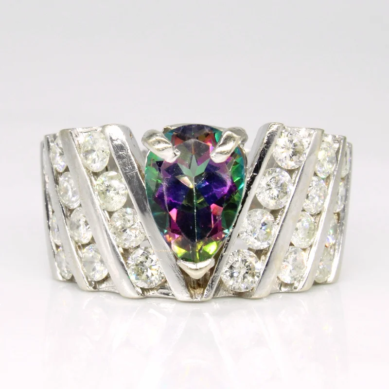 women’s infinity rings -Mystic Topaz & Diamond Cocktail Ring | 2.00ct, 2.00ctw | SZ 8 |