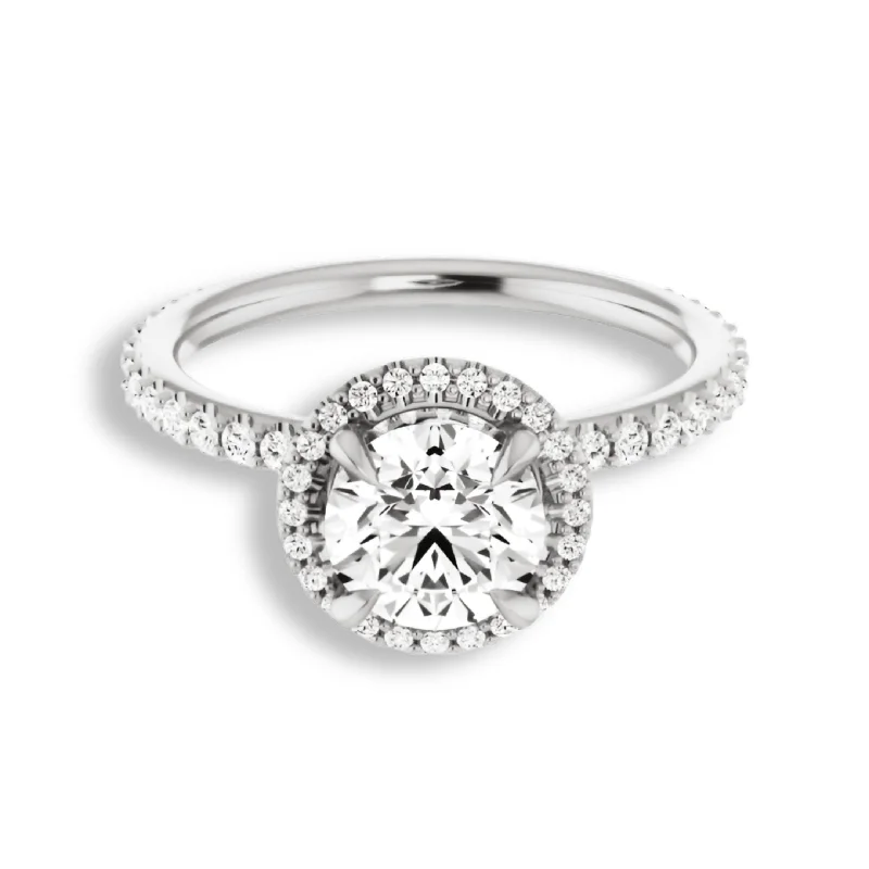 platinum diamond engagement rings -Round Diamond Halo Engagement Ring