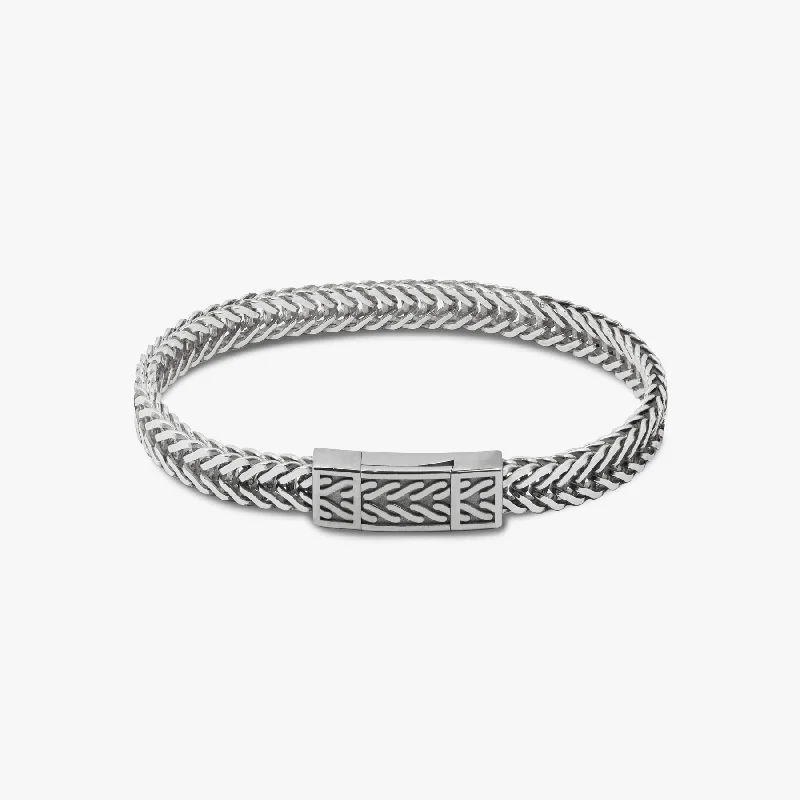 women’s stretch bracelets -Coda Di Volpe Bracelet In Oxidised Silver