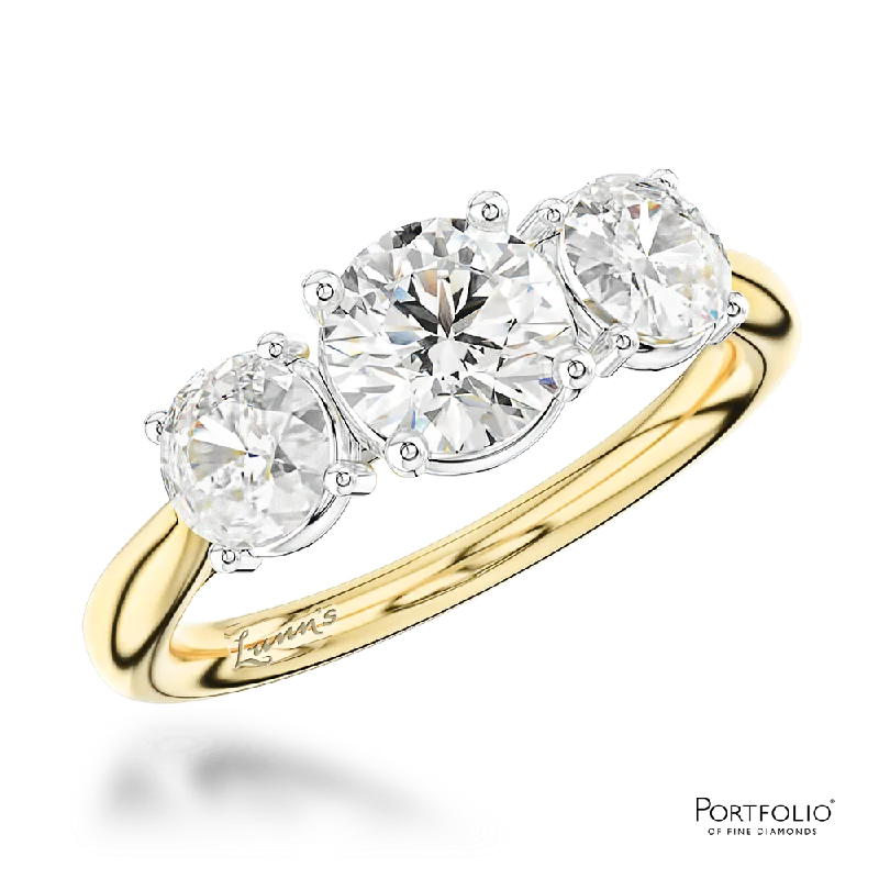 gemstone engagement rings -Three Stone 0.71ct G SI2 Diamond Yellow Gold/Platinum Ring