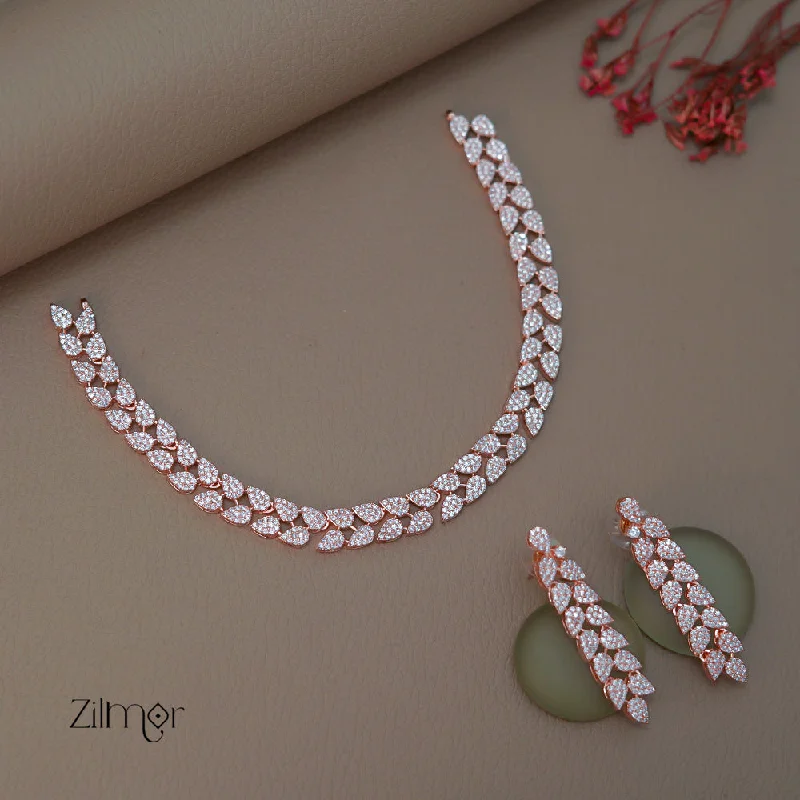 wedding day necklaces for women -SN1011461 - AD Stone Choker Necklace Earrings Set