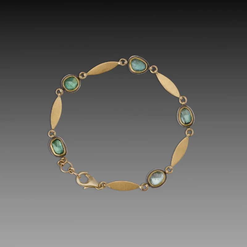 wedding bangles for brides -Green Tourmaline Linked Bracelet