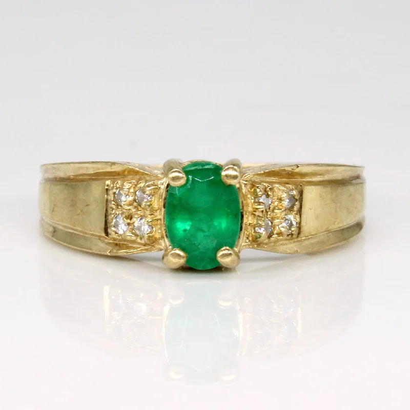 trendy rings for women -Emerald & Diamond Ring | 0.35ct, 0.04ctw | SZ 6.25 |