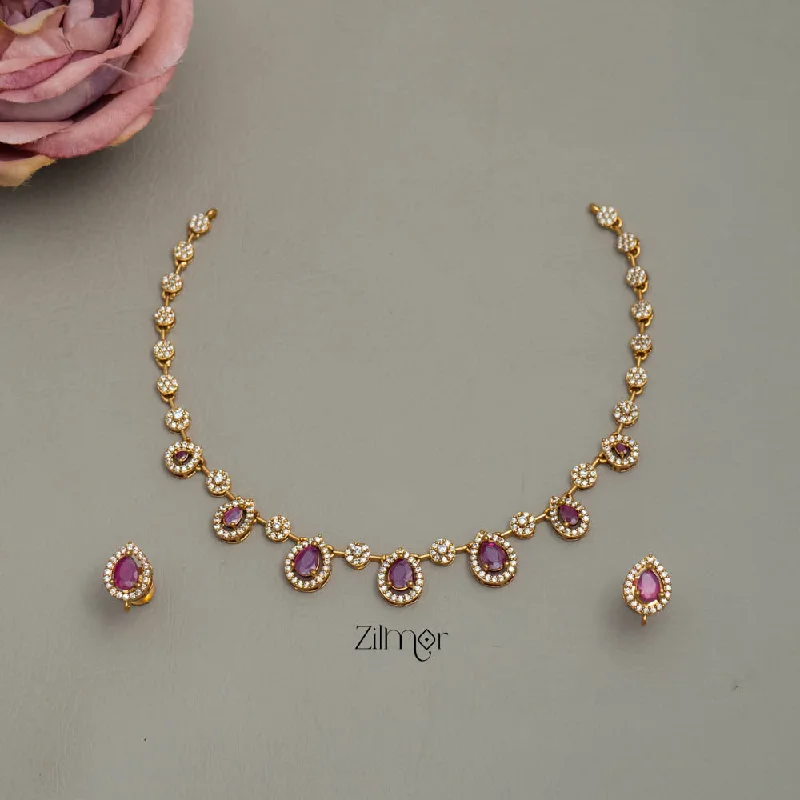 luxury necklaces for women -SN101706 - AD Stone Necklace  with Earring set