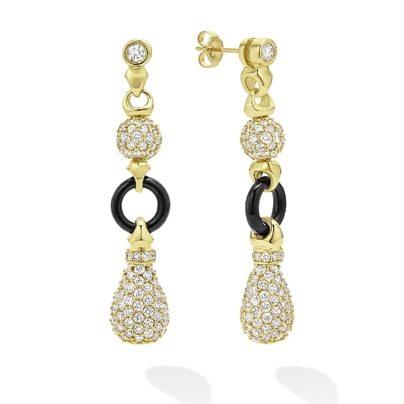 crystal earrings for women -Studio 18K Gold Diamond Pave Drop Earrings