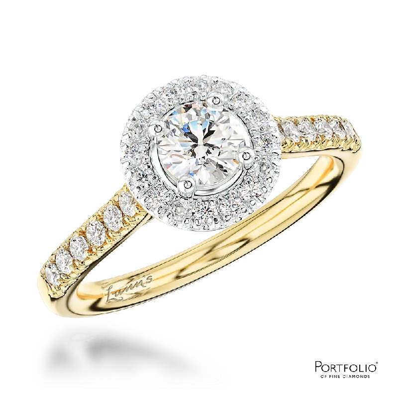 elegant gold wedding rings -Cluster 0.41ct F SI1 Diamond Yellow Gold/Platinum Ring