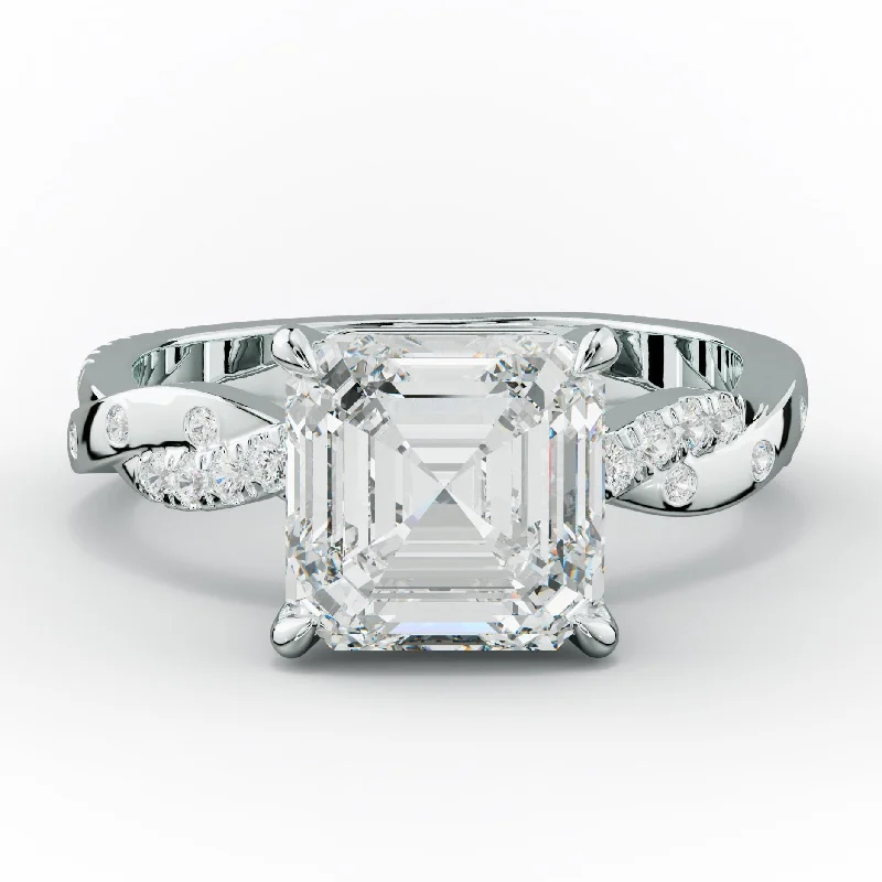 cubic zirconia engagement rings -Mia Asscher Cut Diamond Engagement Ring