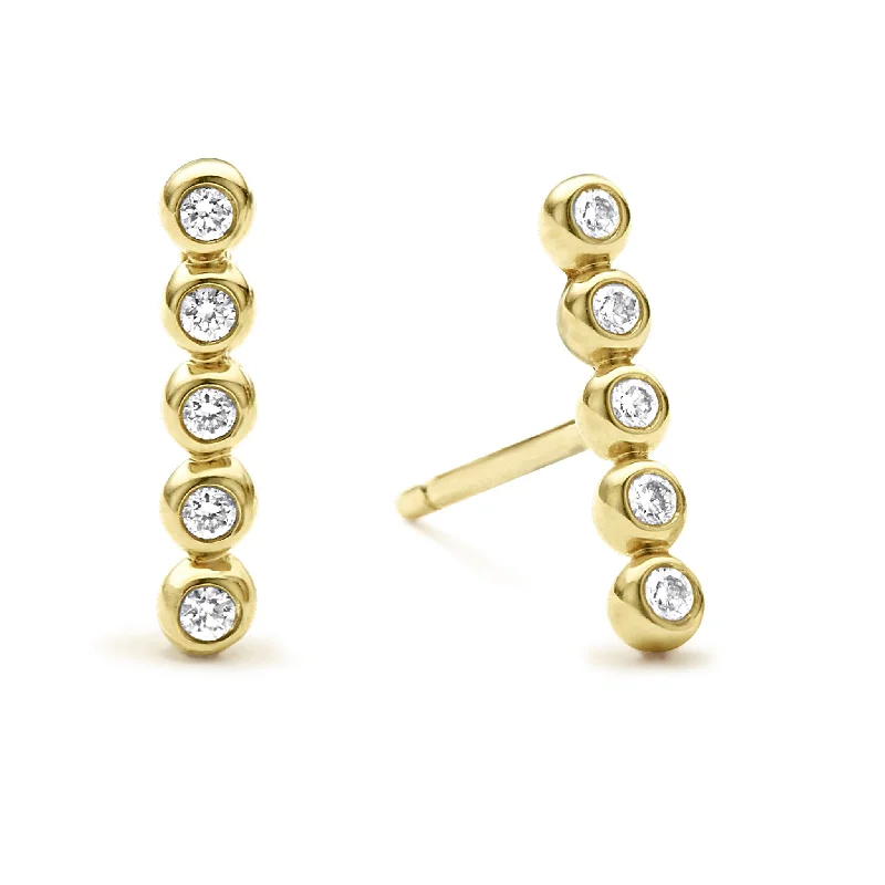 fashion gold earrings -KSL 18K Gold Diamond Bar Stud Earrings