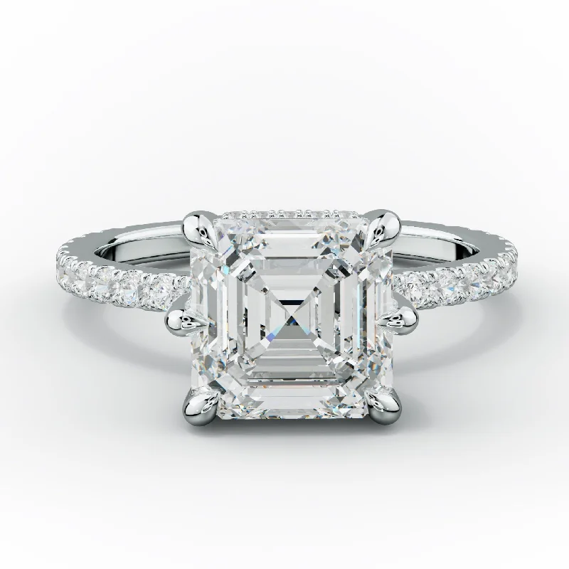 handcrafted engagement rings -Chloe Six Prong Asscher Cut Diamond Engagement Ring