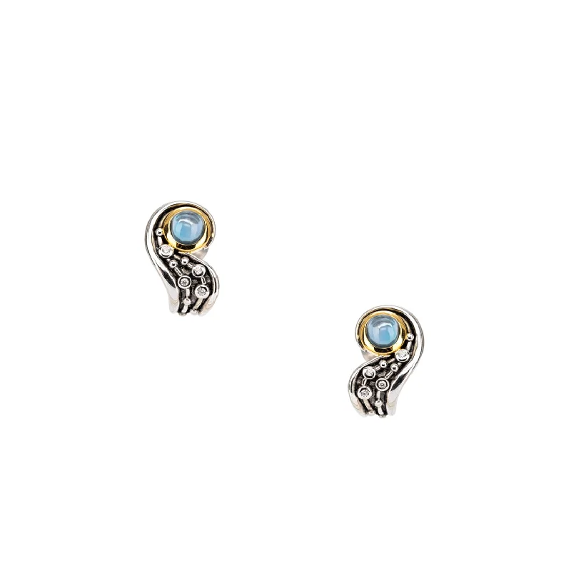 dangling earrings for women -Silver And 10k Gold Celestial Post Earrings - London Blue Topaz