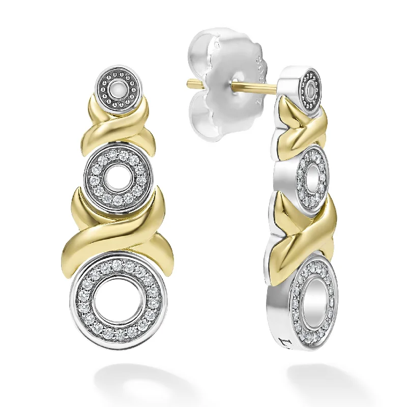 crystal drop earrings -Embrace 18K Gold XO Diamond Drop Earrings