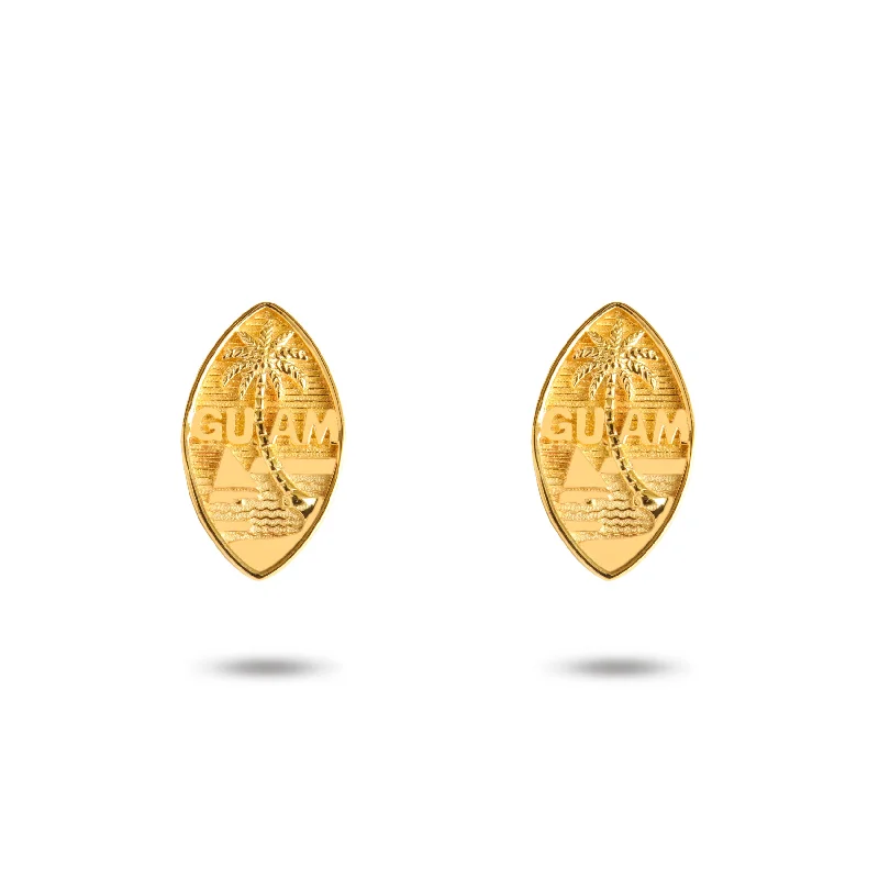 boho chic earrings for women -14K Yellow Gold Filled Guam Seal Stud Earrings