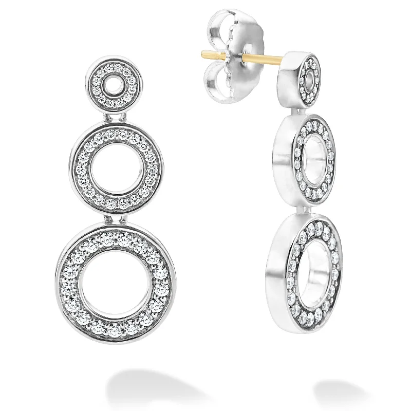 classic pearl earrings for women -Caviar Spark Diamond Circle Drop Earrings