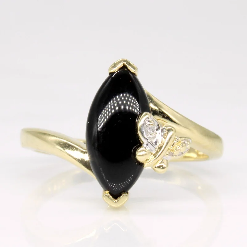 luxury rings for women -Onyx & Diamond Butterfly Cocktail Ring | 1.50ct, 0.01ct | SZ 6.75 |