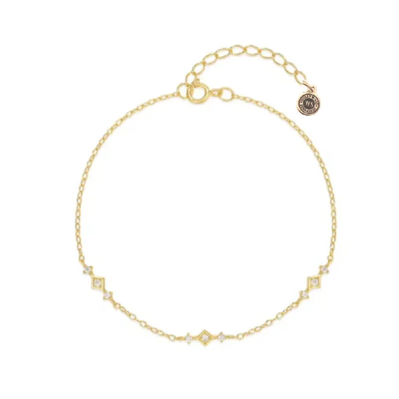 personalized bangles for women -Belissa Dainty Chain Link Bracelet with Cubic Zirconia Accents