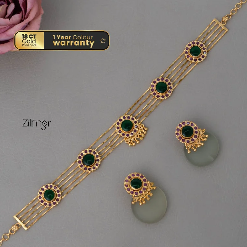 large statement necklaces for women -PP101946 - Gold tone choker Necklace set with Earrings