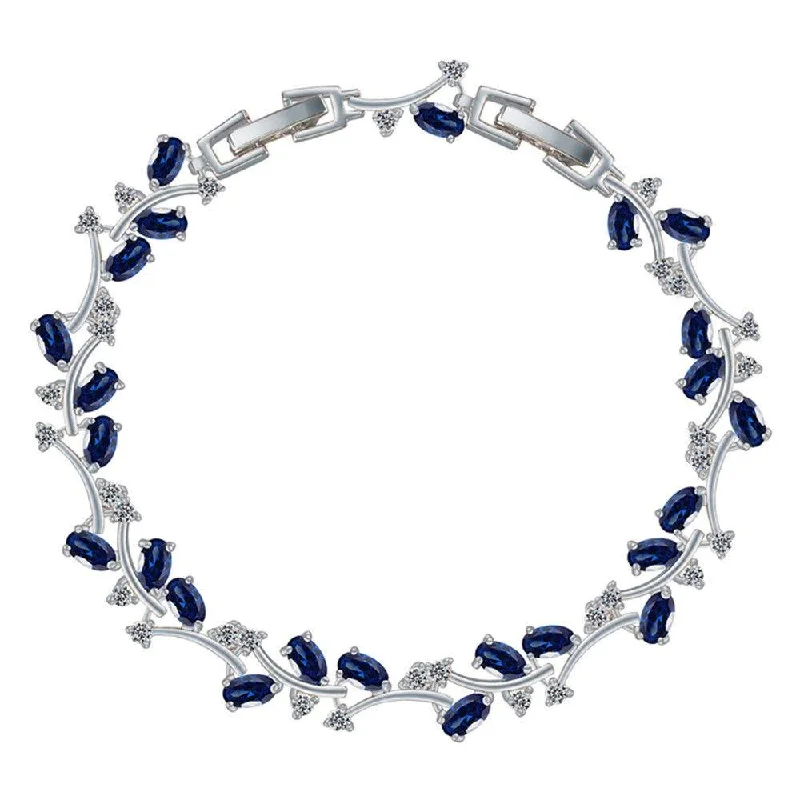 fashion bangles for women -Cubic Zirconia Tennis Bracelet with Sapphire and AAA+ Cubic Zirconia Stones