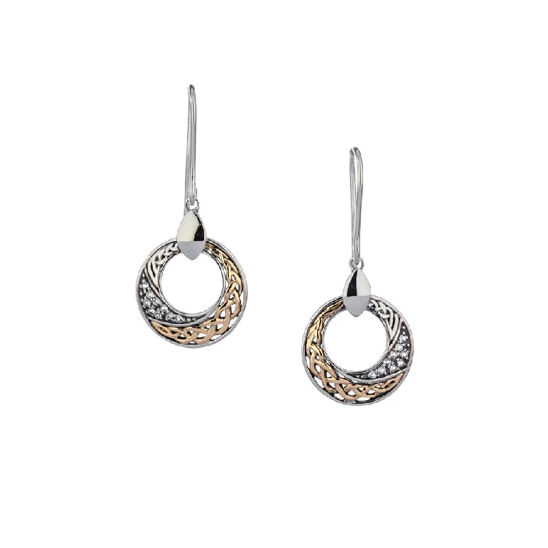 bold statement earrings -Silver and 10k Gold Comet Earrings - White Topaz