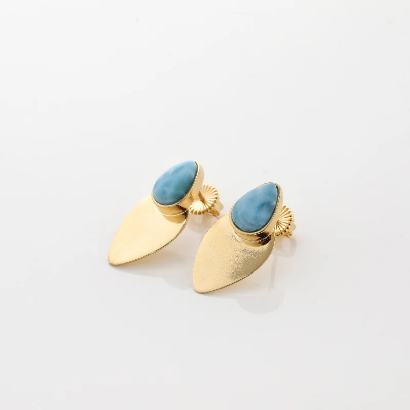 silver dangling earrings -Vermeil Larimar Earrings Vivia