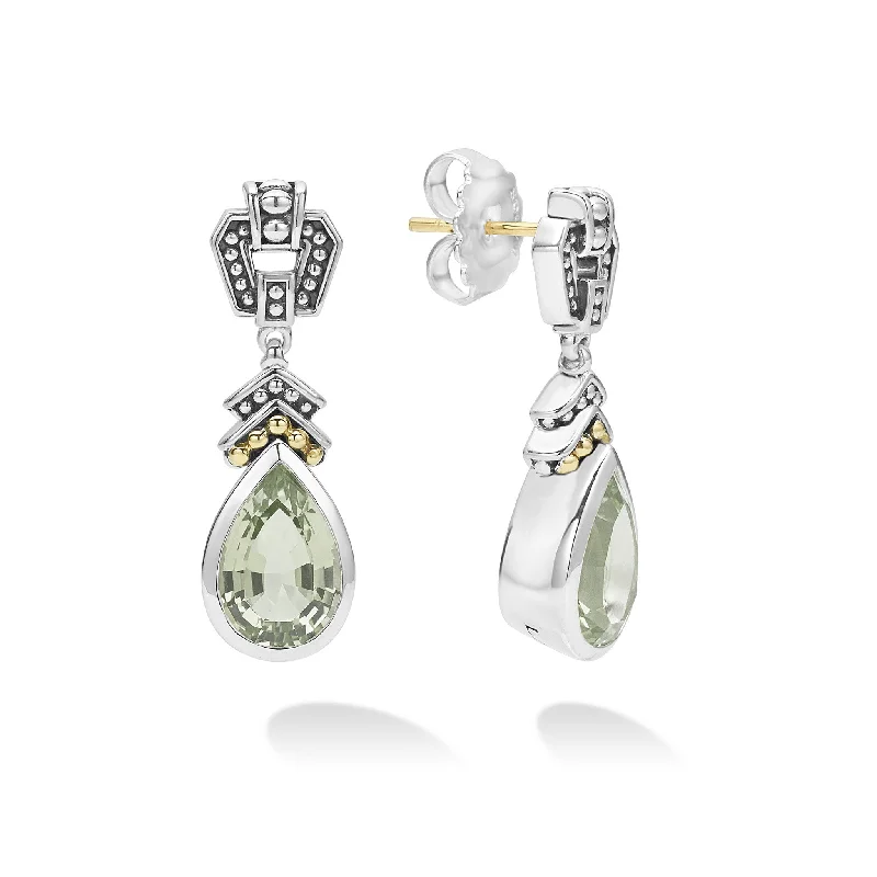 stylish crystal earrings for women -Caviar Color Prasiolite Tear Drop Earrings