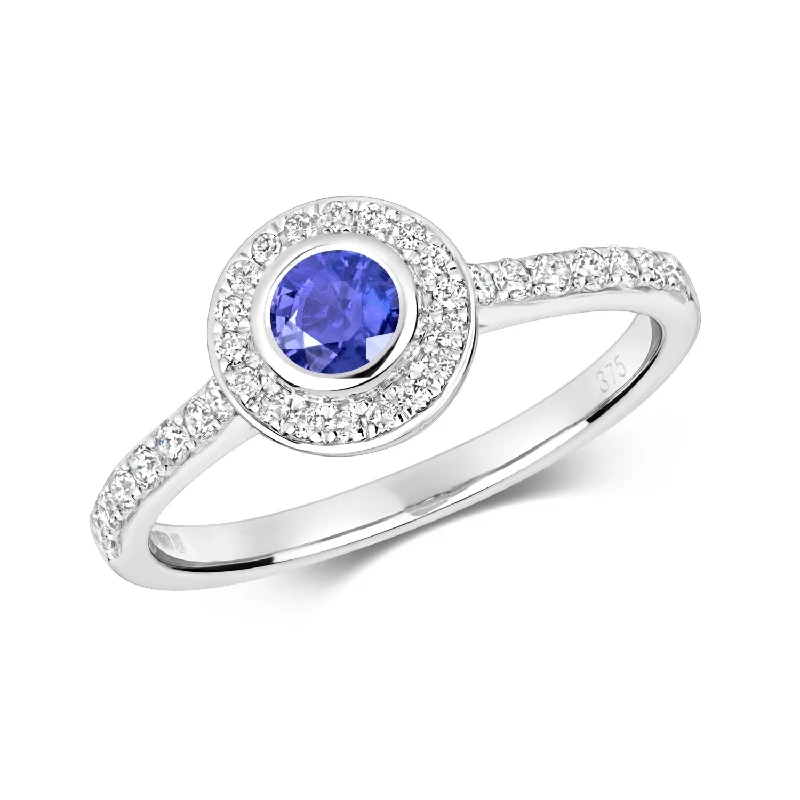 gold rings for women -9ct White Gold Tanzanite and Diamond Ring